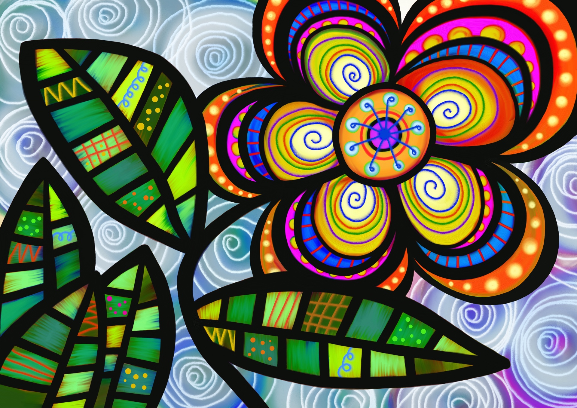 Colorful Abstract Folk Art Flowers And Rain Vector Image, 59% OFF